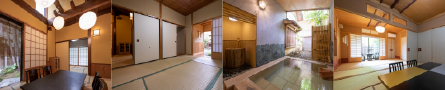 Independent houses with a private outdoor hot spring [In two neighboring spaces] accommodating up to 6 guests